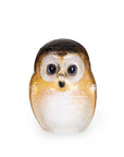 Front view of Maleras Small Crystal Brown Owl Swedish Glass Art, emphasizing the craftsmanship and soft brown tones, offered by the international brand Maleras, available at Spacio India.