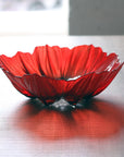 Side profile of Maleras Small Crystal Poppy Bowl demonstrating intricate glass textures and reflections, by Maleras, available exclusively at Spacio India stores and online.