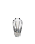 Clear crystal vase on a white background by Mario Cioni, available at Spacio retail stores in India.