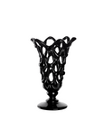 Black lattice-style crystal vase on a white background from Mario Cioni available at Spacio retail stores in India