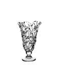 Clear crystal vase with intricate design on a white background from Mario Cioni available at Spacio in India.