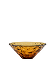 Amber crystal bowl with textured surface on a white background