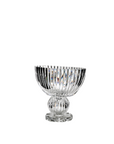 Clear crystal bowl with intricate design on a white background