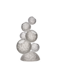Decorative crystal sculpture with spherical design on a white background