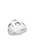 Clear heart-shaped crystal centrepiece on a white background