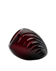 Black and red crystal object on a white background