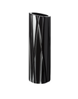 Black crystal vase with wavy design on a white background
