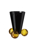 Mario Cioni Crystal Acrobat Black Vase with Amber Spheres by Tondo Doni on white back ground available at Spacio India for luxury home decor accessories collection of decorative Vases.