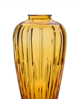 Close look of Mario Cioni Crystal Amphorae Idria Deep Amber Vase on a white back ground available at Spacio India for luxury home decor collection of decorative vases.