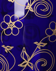 Details of Mario Cioni Crystal Blue Large Vase with Gold Flowers available at Spacio India for luxury home decor accessories collection of Vases.