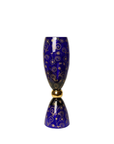 Mario Cioni Crystal Blue Small Vase with Gold Flowers on a white back ground available at Spacio India for luxury home decor accessories collection of Vases.