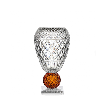 Mario Cioni Crystal Katherina Vase 2123 44 884 with Amber Sphere available at Spacio India for luxury home decor accessories collection of Vases & Centerpieces.