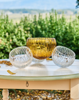Mario Cioni Crystal Nova with 4 bowls elements on coffee table for outdoor decor available at Spacio India for luxury home decor collection of decorative bowls.