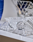 Mario Cioni Crystal Pyramidion Centerpiece 3115 22 by Tondo Doni with other centerpieces on white surface available at Spacio India for luxury home decor accessories collection of Bowls.