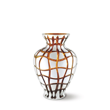 Mario Cioni Crystal Anfora Amber Vase by Tondo Doni on white back ground available at Spacio India for luxury home decor accessories collection of decorative Vases. 
