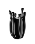Mario Cioni Crystal Black Liquid Mood Vase by Tondo Doni on a white back ground available at Spacio India for luxury home decor collection of decorative Vases
