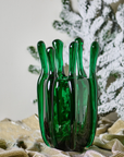 Mario Cioni Crystal Green Liquid Mood Vase by Tondo Doni with Christmas decor available at Spacio India for luxury home decor accessories collection of decorative Vases
