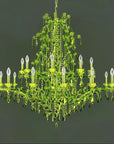 Classic Green crystal chandelier by Masiero on a dark background available at Spacio in India.