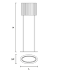 A black and white drawing of a Masiero Vegas Floor Lamp from the Masiero Vegas Collection, exuding opulence.