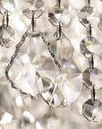 Close-up of a chandelier with crystal beads