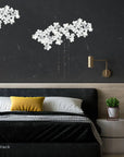 Meystyle Cloud Boutique LED Wallpaper in Ragged Black with swarovski crystals – sophisticated floral wallpaper with integrated LEDs, available at Spacio India.