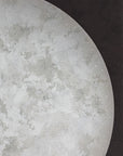 Close-up of Meystyle Moon Illusions of Entropy LED & Crystal Wallpaper highlighting the detailed moon texture with delicate crystals, offered by Spacio India online and in stores.