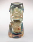 Murano Glass sculpture of a face with a marbled design on a white background