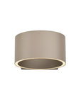 Beige cylindrical lampshade on a white background