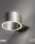 Modern wall-mounted light fixture with 'Neubau PURE' branding on a gray background