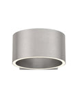 Silver cylindrical light fixture on a white background