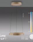 Ceiling light fixture with control panel on a gray background