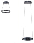 Two modern pendant lights with circular designs on a white background