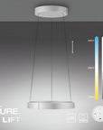Kinetic Ceiling light fixture with a color temperature scale on a gray background