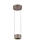 Modern pendant light with manual height adjustable system and cylindrical design on a white background