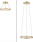 Two gold pendant kinetic lights on a white background