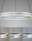 Modern chandelier with circular design on a gray background
