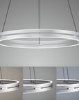 Modern chandelier with circular design on a gray background