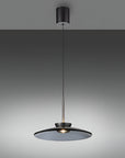 Modern pendant kinetic light with a black finish on a gray background