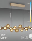 Neuhaus Pure e-Lift pendant light with adjustable temperature control on a gray background