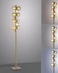 Modern floor lamp with multiple bulbs on a gray background
