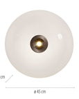 Round ceiling light with dimensions indicated on a white background
