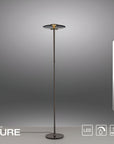 Floor lamp with 'PURE' branding on a gray background
