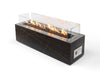 Modern rectangular gas fire pit with glass front on a white background Modern rectangular gas fire pit with glass front on a white background