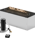 Rectangular indoor bioethanol automatic fireplace on a white background by Planika available at Spacio retail stores in India.