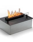 Planika's bioethanol insert fireplace with flames on a white background available at Spacio retail stores in Mumbai & Kolkata