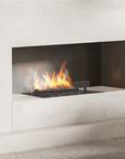 Close up of Planika's Senso burner insert fireplace available at Spacio in India
