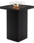 Black fire pit table with flames on a white background from Planika available at Spacio retail stores in Mumbai & Kolkata.
