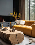 Modern living room featuring Planika Cool Flame Pro water vapour fireplace from Poland, available at Spacio India. Safe, eco-friendly, and stylish artificial fireplace.