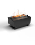 Close-up of Planika Cool Flame Pro artificial fireplace. Experience realistic LED flames with customizable colors, now at Spacio India.