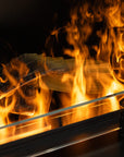 Realistic flame effect of Planika Cool Flame Pro. An advanced artificial fireplace with ultrasonic mist and RGB flames, available at Spacio India.